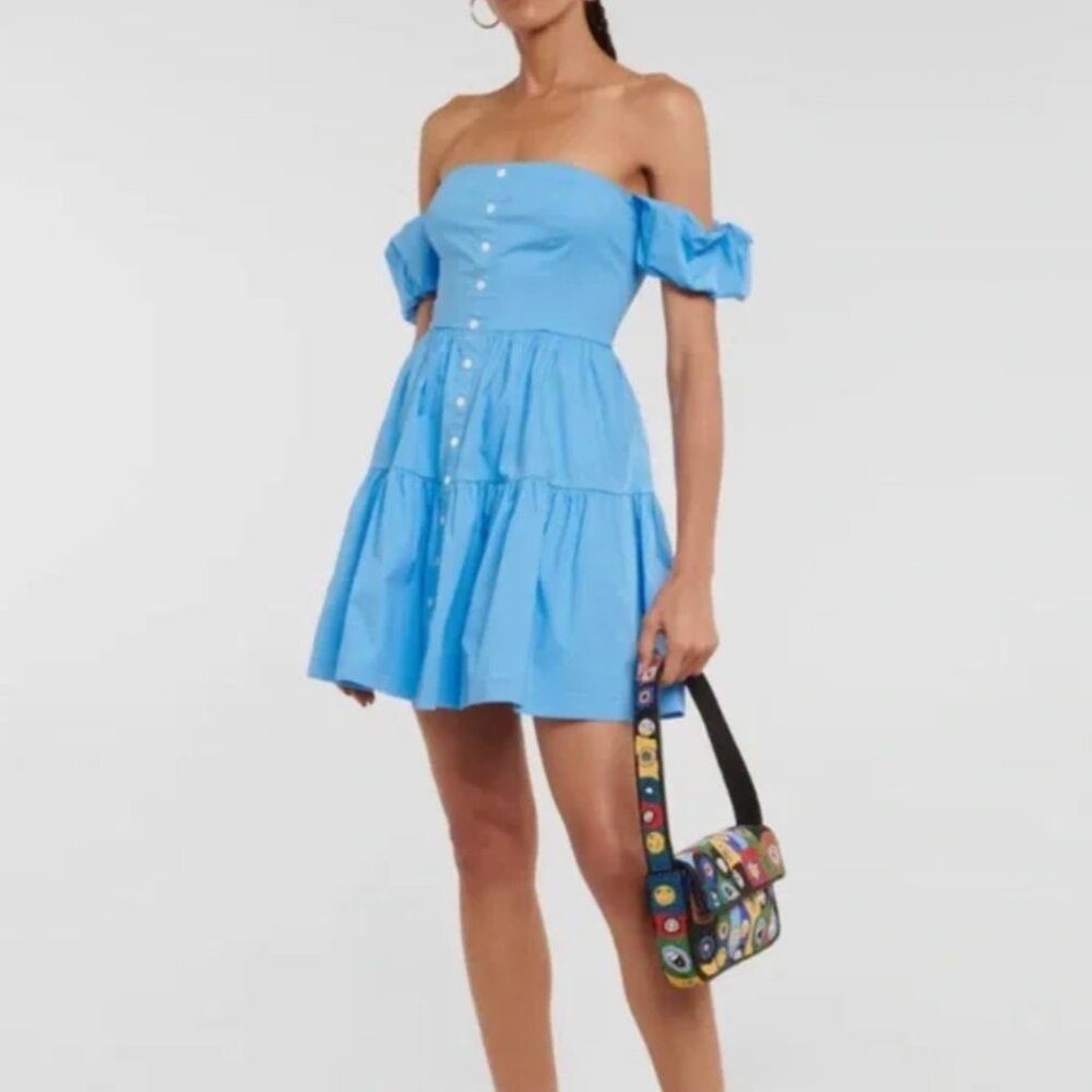 Staud Mini Elio Off-the-shoulder Dress